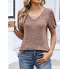 image:imageANRABESS Womens Short Sleeve Sweaters Business Casual Tunic TopsBurnt Tan