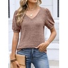 image:imageANRABESS Womens Short Sleeve Sweaters Business Casual Tunic TopsBurnt Tan