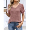 image:imageANRABESS Womens Short Sleeve Sweaters Business Casual Tunic TopsCoral