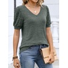 image:imageANRABESS Womens Short Sleeve Sweaters Business Casual Tunic TopsDeep Green