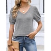 image:imageANRABESS Womens Short Sleeve Sweaters Business Casual Tunic TopsGray