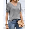 image:imageANRABESS Womens Short Sleeve Sweaters Business Casual Tunic TopsGray