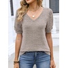 image:imageANRABESS Womens Short Sleeve Sweaters Business Casual Tunic TopsKhaki