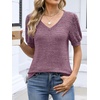 image:imageANRABESS Womens Short Sleeve Sweaters Business Casual Tunic TopsLight Red Purple