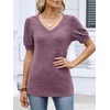 image:imageANRABESS Womens Short Sleeve Sweaters Business Casual Tunic TopsLight Red Purple
