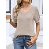 image:imageANRABESS Womens Short Sleeve Sweaters Business Casual Tunic TopsParchment