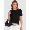 image:imageANRABESS Womens Short Sleeve Sweaters Cropped Crew NeckBlack