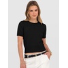 image:imageANRABESS Womens Short Sleeve Sweaters Cropped Crew NeckBlack