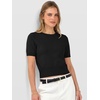 image:imageANRABESS Womens Short Sleeve Sweaters Cropped Crew NeckBlack