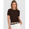 image:imageANRABESS Womens Short Sleeve Sweaters Cropped Crew NeckCoffee