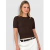 image:imageANRABESS Womens Short Sleeve Sweaters Cropped Crew NeckCoffee