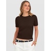 image:imageANRABESS Womens Short Sleeve Sweaters Cropped Crew NeckCoffee