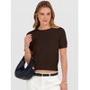 image:imageANRABESS Womens Short Sleeve Sweaters Cropped Crew NeckCoffee