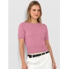 image:imageANRABESS Womens Short Sleeve Sweaters Cropped Crew NeckCoral Pink