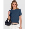 image:imageANRABESS Womens Short Sleeve Sweaters Cropped Crew NeckDeep Blue