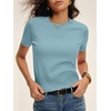 image:imageANRABESS Womens Short Sleeve Sweaters Cropped Crew NeckLight Blue