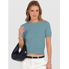 image:imageANRABESS Womens Short Sleeve Sweaters Cropped Crew NeckLight Blue