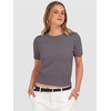 image:imageANRABESS Womens Short Sleeve Sweaters Cropped Crew NeckNutmeg