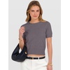image:imageANRABESS Womens Short Sleeve Sweaters Cropped Crew NeckNutmeg