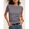 image:imageANRABESS Womens Short Sleeve Sweaters Cropped Crew NeckNutmeg
