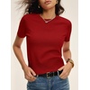 image:imageANRABESS Womens Short Sleeve Sweaters Cropped Crew NeckRed