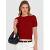 image:imageANRABESS Womens Short Sleeve Sweaters Cropped Crew NeckRed