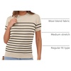 image:imageANRABESS Womens Short Sleeve Sweaters Wool BlendBeige Black Stripe