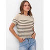 image:imageANRABESS Womens Short Sleeve Sweaters Wool BlendBeige Black Stripe