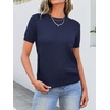 image:imageANRABESS Womens Short Sleeve Sweaters Wool BlendNavy Blue
