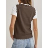 image:imageANRABESS Womens Sleeveless Scallop Knit Sweater VestBrown