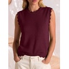 image:imageANRABESS Womens Sleeveless Scallop Knit Sweater VestDrak Red