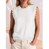 image:imageANRABESS Womens Sleeveless Scallop Knit Sweater VestWhite