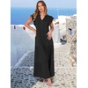 image:imageANRABESS Womens Summer Dress Ruffle Sleeve V Neck Vacation Maxi DressesBlack