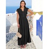 image:imageANRABESS Womens Summer Dress Ruffle Sleeve V Neck Vacation Maxi DressesBlack