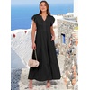 image:imageANRABESS Womens Summer Dress Ruffle Sleeve V Neck Vacation Maxi DressesBlack
