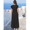 image:imageANRABESS Womens Summer Dress Ruffle Sleeve V Neck Vacation Maxi DressesBlack