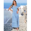 image:imageANRABESS Womens Summer Dress Ruffle Sleeve V Neck Vacation Maxi DressesBlue Floral