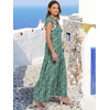 image:imageANRABESS Womens Summer Dress Ruffle Sleeve V Neck Vacation Maxi DressesBlue Green Floral