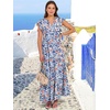 image:imageANRABESS Womens Summer Dress Ruffle Sleeve V Neck Vacation Maxi DressesBlue Orange Floral