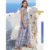 image:imageANRABESS Womens Summer Dress Ruffle Sleeve V Neck Vacation Maxi DressesBlue Orange Floral