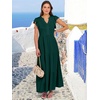 image:imageANRABESS Womens Summer Dress Ruffle Sleeve V Neck Vacation Maxi DressesDeep Green