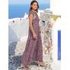 image:imageANRABESS Womens Summer Dress Ruffle Sleeve V Neck Vacation Maxi DressesFloral Black Pink