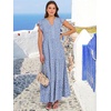 image:imageANRABESS Womens Summer Dress Ruffle Sleeve V Neck Vacation Maxi DressesFloral Blue