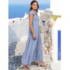 image:imageANRABESS Womens Summer Dress Ruffle Sleeve V Neck Vacation Maxi DressesFloral Blue