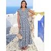 image:imageANRABESS Womens Summer Dress Ruffle Sleeve V Neck Vacation Maxi DressesFloral Blue Yellow