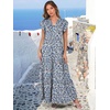 image:imageANRABESS Womens Summer Dress Ruffle Sleeve V Neck Vacation Maxi DressesFloral Blue Yellow