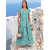 image:imageANRABESS Womens Summer Dress Ruffle Sleeve V Neck Vacation Maxi DressesFloral Green