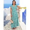 image:imageANRABESS Womens Summer Dress Ruffle Sleeve V Neck Vacation Maxi DressesFloral Green
