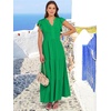 image:imageANRABESS Womens Summer Dress Ruffle Sleeve V Neck Vacation Maxi DressesForest