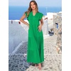 image:imageANRABESS Womens Summer Dress Ruffle Sleeve V Neck Vacation Maxi DressesForest